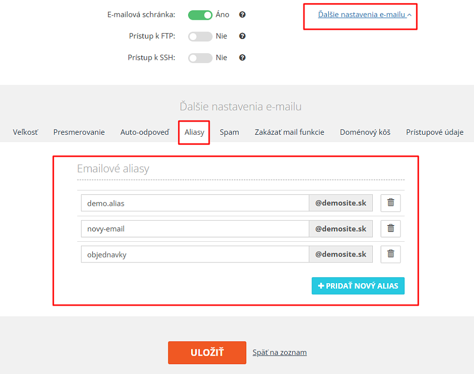 Emailové aliasy