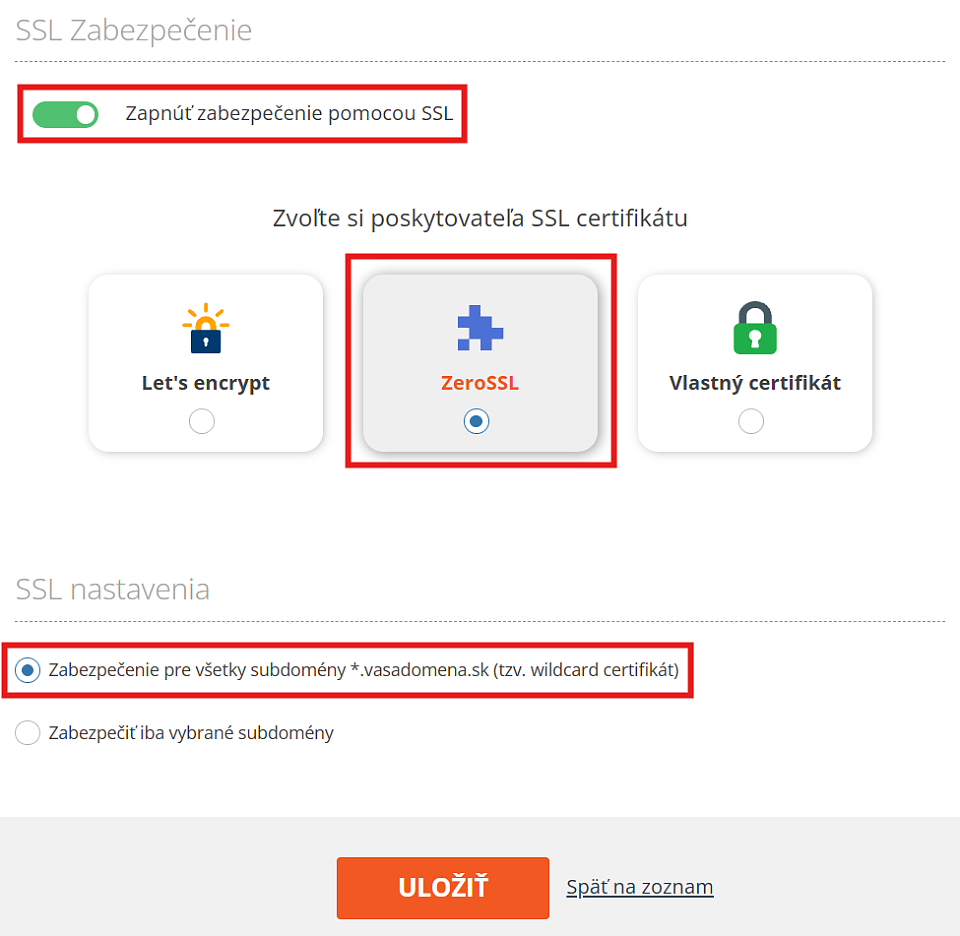 Automatický SSL certifikát ZeroSSL pre všetky subdomény