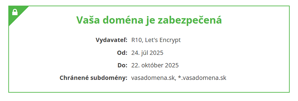 Doména je zabezpečená SSL certifiátom