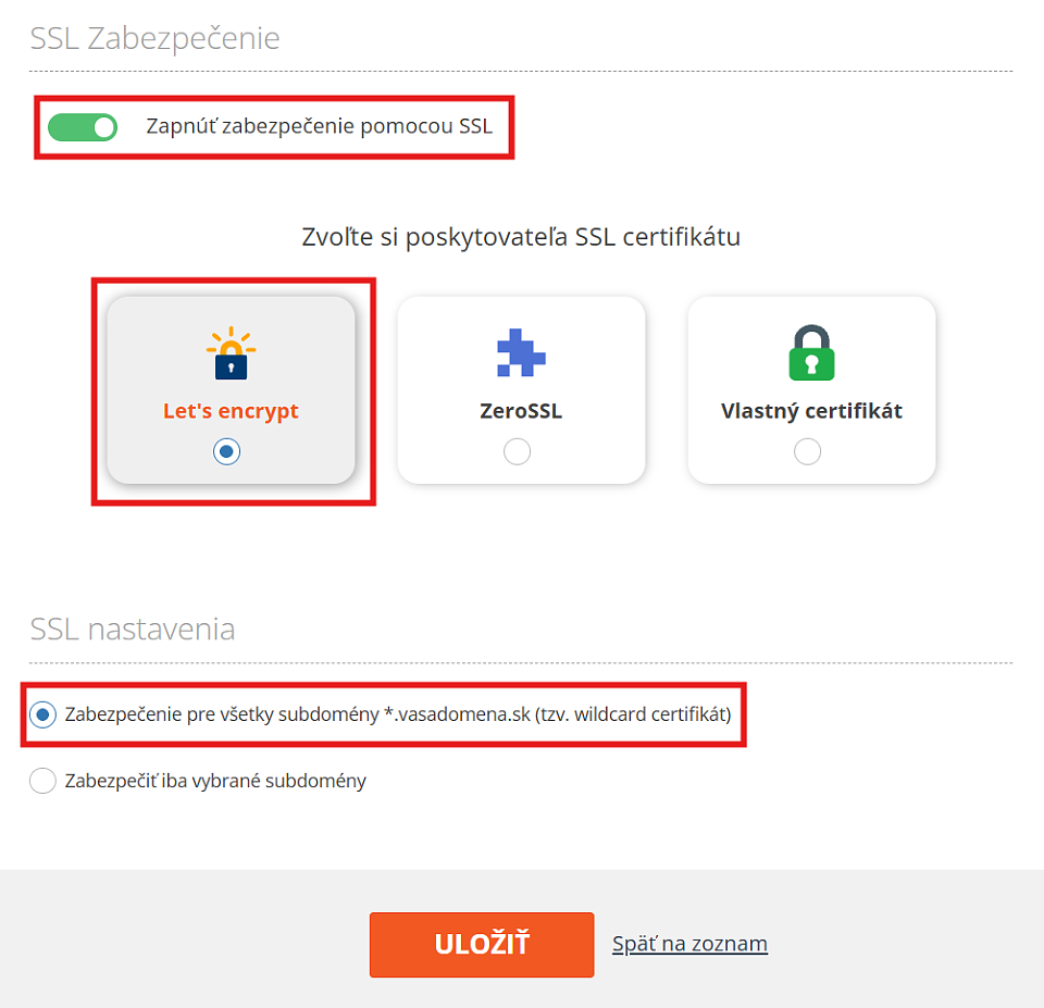 Automatický SSL certifikát Let's Encrypt pre všetky subdomény
